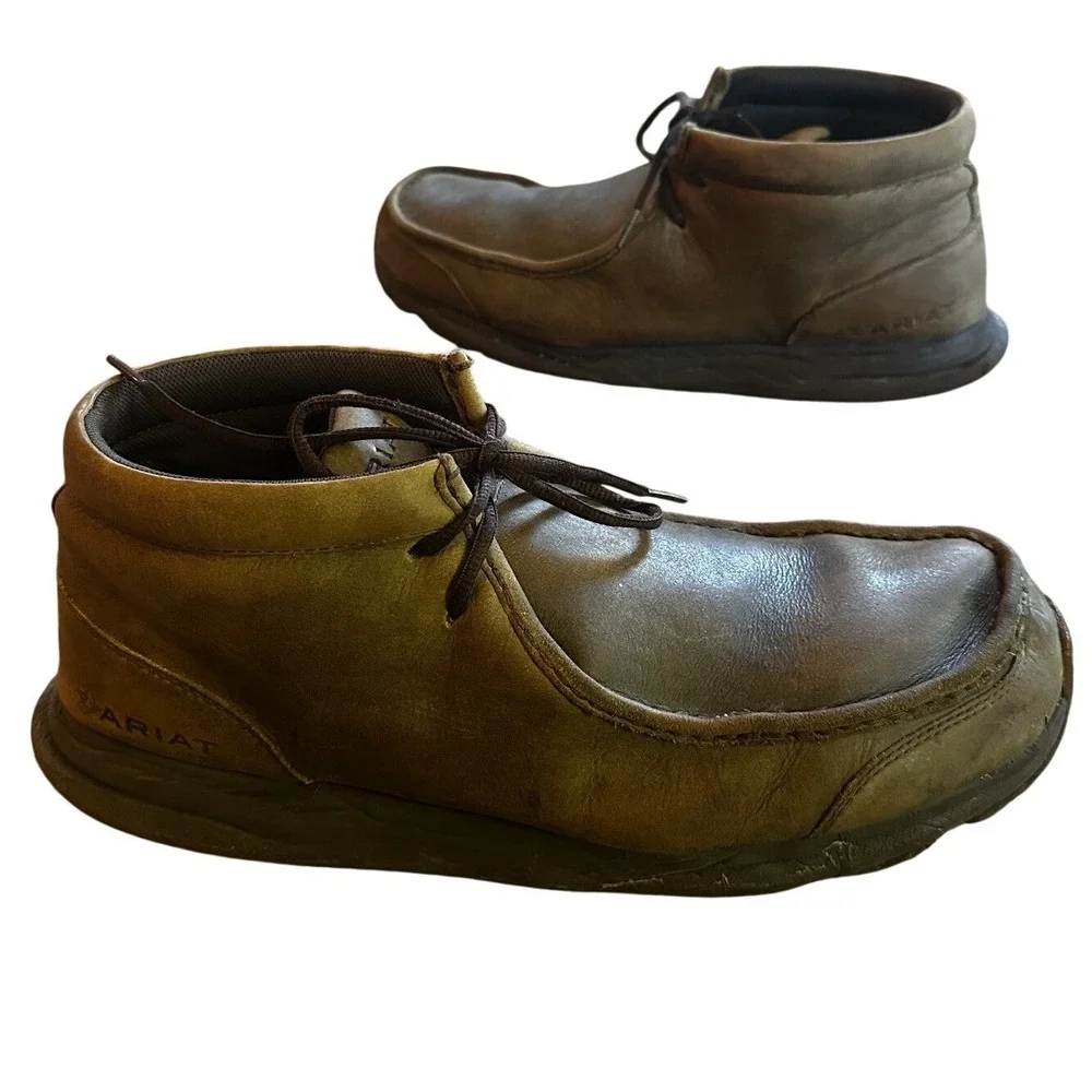 Ariat Spitfire Mens Brown Leather Moc Toe Chukka Boots Size‎ 13D